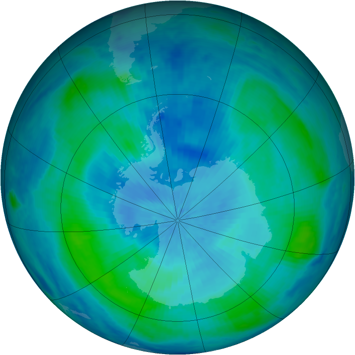 Antarctic ozone map for 11 March 2000